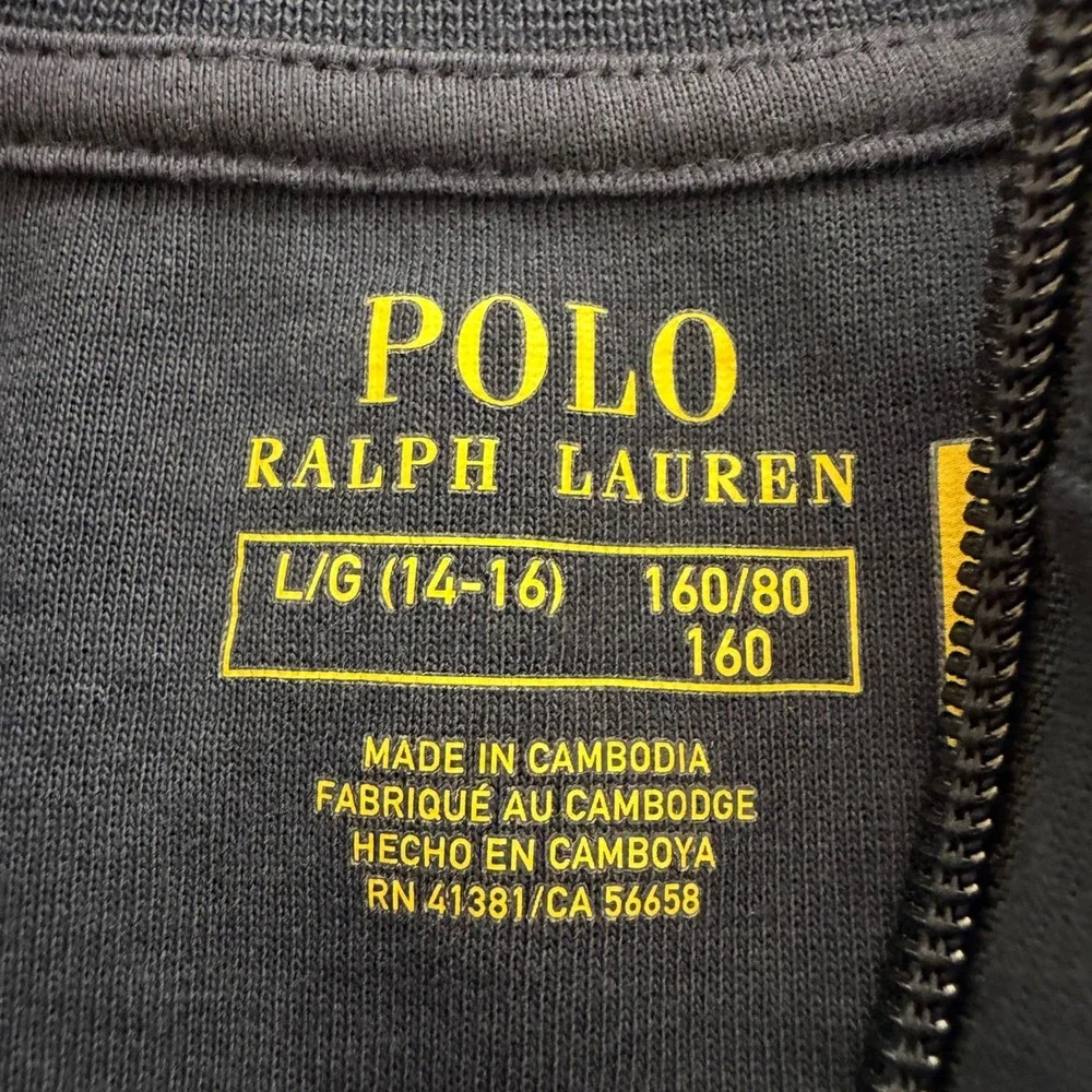 Polo Ralph Lauren Boys Navy Blue Colorblock Full Zip Track Jacket Size L 14-16